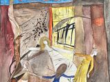 an image of a watercolor painting of a man and woman in a room