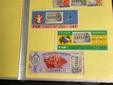 a lot of different stamps on the cover of a binder