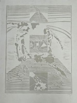 a picture of a drawing of a man on a hill