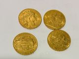 four gold sovereigns, one of which is a sovereign and one of which is a sovereign