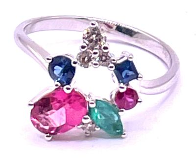 Bague « design » or blanc 18k 750/1000, poinçon « tête d'aig…