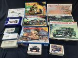 many different types of military vehicles on the table