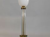 an image of a table lamp with a glass shade on it