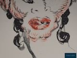 a drawing of a woman with red lipstick on her lips