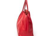 red leather tote bag on a white background