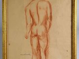 une image représentant le dessin d'un homme debout devant un mur