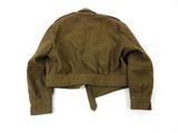 the back of a brown jacket on a white background