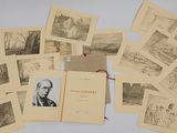 a lot of old books with pictures on them