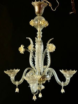 Lustre en verre de Murano doré, XXe - Photo 1