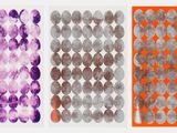 quatre motifs différents, de couleurs et de tailles variées, sur fond blanc