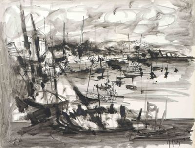 Marcel MOULY (1918-2008). Marine à Morgat - 1968.