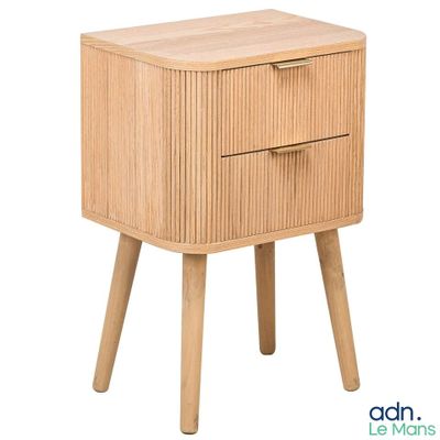 une image représentant une table en bois avec un tiroir sur ses pieds
