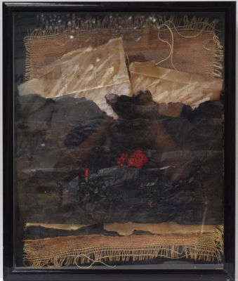 painting of a black bear with a red rose in its mouth