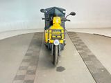 a motorcycle that is parked in a garage