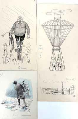 Cyclisme / Dessin de presse Miguel ZAMACOÏS (1866-1955)