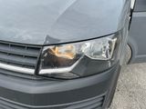 a close up of the front of a black van
