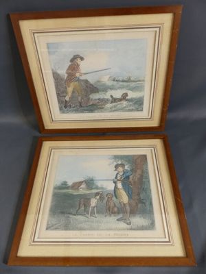two framed prints of a boy and a dog in a field