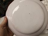 a person holding a white plate with flowers on it