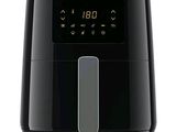 une friteuse à air chaud noire équipée d'une horloge numérique