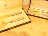two silverware items in a case on a table