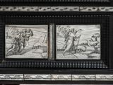two pictures of a man and a woman on a bench