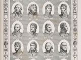 an old book with a bunch of portraits of people on it