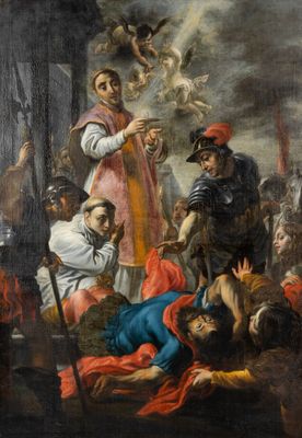 an image of a painting of a group of people on a stage