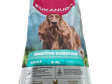 un gros plan d'un sac de croquettes pour chien sur fond blanc