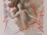 an image of a drawing of a woman with lightning coming out of her head