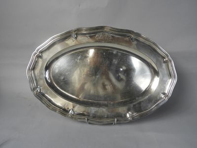 Christofle Paris, grand plat long en métal argenté, double f…