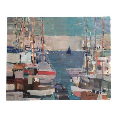André LA VERNEDE (1899-1971) Port en Provence