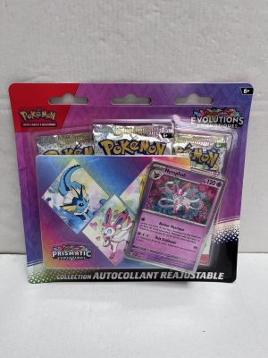 a close up of a package of pokemon cards on a white surface