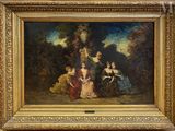 an image of a painting of a family in a wooded setting