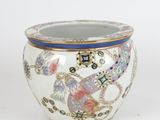 an image of a white and blue vase with a dragon design on it