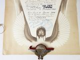 a picture of a certificate with a picture of an angel on it