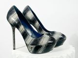 une image représentant une paire de chaussures à talons hauts posée sur un socle