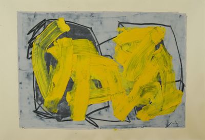 Georges FERRATO (né en 1949). Abstraction jaune. Huile sur p…
