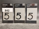 three boxes of black and white numbers on a gray background