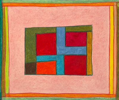 une image représentant un tableau sur lequel figure un carré composé de carrés de différentes couleurs