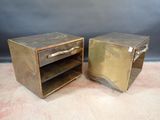 pair of antique brass bedside tables with open shelves