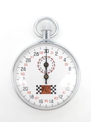a stopwatch on a white background with a checkered pattern