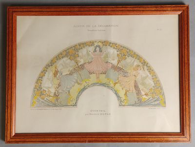 Une gravure en couleurs 'Eventail par Maurice Duflo', planch…