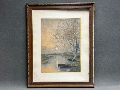 Marie Joseph Léon IWILL (1850-1923) Rivière au clair au lune…