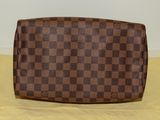 an image of a brown and black checkered purse