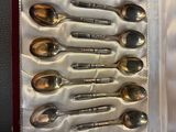 six spoons in a case that are sitting on a table