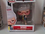 three funko pop vinyl figures are on display in a box