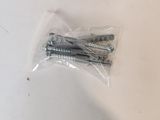 two screws in a plastic bag on a white surface