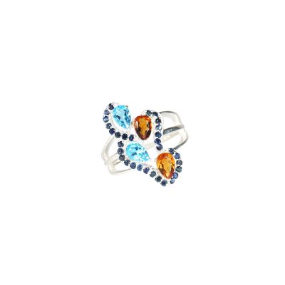 un gros plan d'une bague sertie de deux pierres