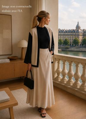 Sonia RYKIEL, 1990. Ensemble en acétate bicolore noir et ivo…