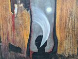 a painting of a person standing in front of a mirror